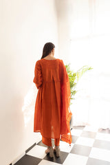 Screen printed kurta set with a knot