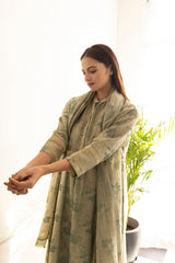 Box pleat Screen printed kurta set