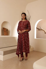 Screen printed chanderi silk Kurta set