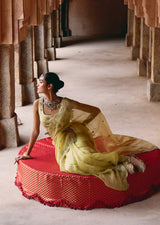 Mehraab Intricate Pale Yellow Saree Set