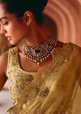 Mehraab Intricate Pale Yellow Saree Set