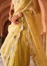 Mehraab Intricate Pale Yellow Saree Set