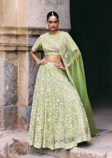 Mehraab Mint Green Organza lehenga