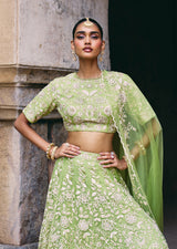 Mehraab Mint Green Organza lehenga