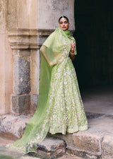 Mehraab Mint Green Organza lehenga