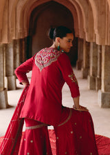 Mehraab Zardozi Red Garara set