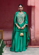 Mehraab zardozi Emerald green sharara set