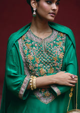 Mehraab zardozi Emerald green sharara set