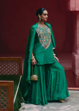 Mehraab zardozi Emerald green sharara set