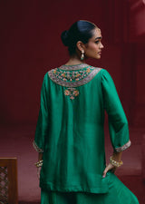 Mehraab zardozi Emerald green sharara set