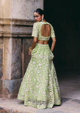 Mehraab Mint Green Organza lehenga