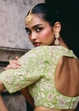 Mehraab Mint Green Organza lehenga