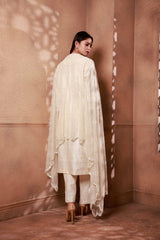 Chantily white raw silk Sitara kurta Set