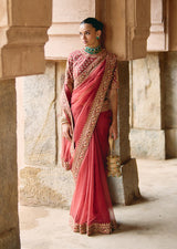 Mehraab Dusty Rust Saree Set