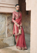 Mehraab Dusty Rust Saree Set