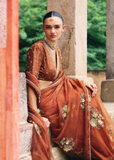 Mehraab Rust brown Saree set