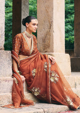 Mehraab Rust brown Saree set