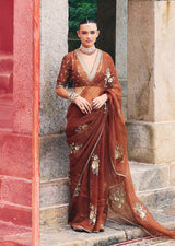 Mehraab Rust brown Saree set