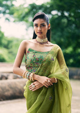 Mehraab Forest Green saree set
