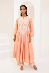 Rose gold printed panel Anarkali