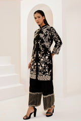 Black and beige short kurta