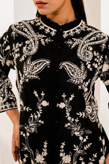 Black and beige short kurta