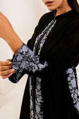 Long black jacket with grey aari work