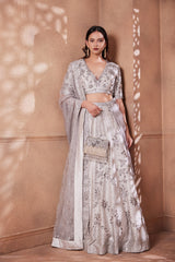 Roman Silver Sitara Lehenga
