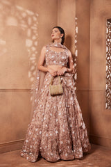 Heavily Embroidered Onion Pink Sitara Lehenga