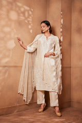 Chantily white raw silk Sitara kurta Set