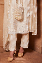 Chantily white raw silk Sitara kurta Set