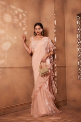 Blossom Pink Sitara Pre- stitched ruffles saree