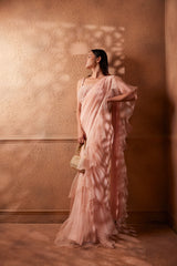 Blossom Pink Sitara Pre- stitched ruffles saree
