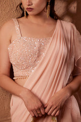 Blossom Pink Sitara Pre- stitched ruffles saree