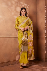 Mustard Sitara printed motifs saree