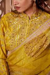 Mustard Sitara printed motifs saree