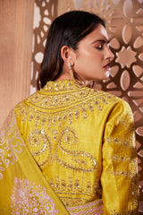 Mustard Sitara printed motifs saree