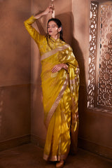 Mustard Sitara printed motifs saree