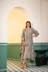 Screen printed chanderi silk Kurta set