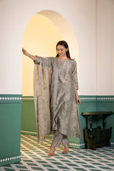 Screen printed chanderi silk Kurta set