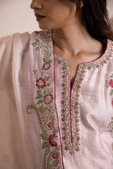 Rose gold Silk kurta with a chanderi silk dupatta