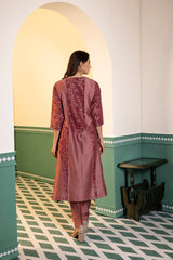 Screen Printed kurta with hand tendered-chawal-taka