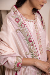 Rose gold Silk kurta with a chanderi silk dupatta