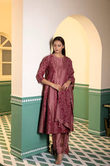 Screen Printed kurta with hand tendered-chawal-taka