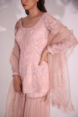 Elegantly embroidered set with floral motifs in resham aari