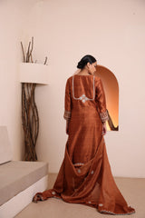 Rust Raw silk kurta