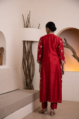 Red Silk kurta with a chanderi silk dupatta