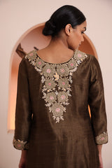 Juniper green Raw silk kurta