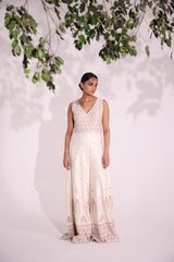 Ivory Afreen embroidered jump suit with a flowy bottom