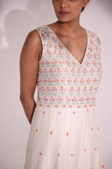 Ivory Afreen embroidered jump suit with a flowy bottom